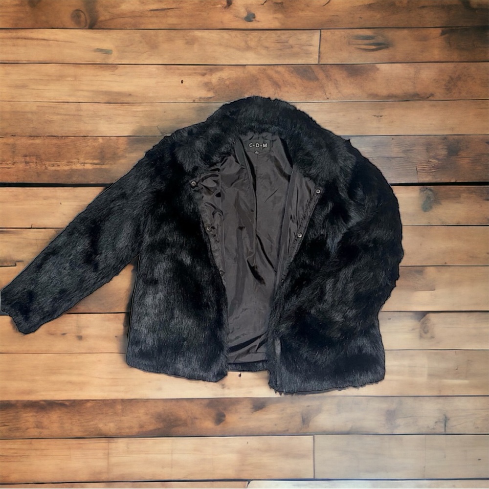Hope’s Boutique black faux fur button down coat